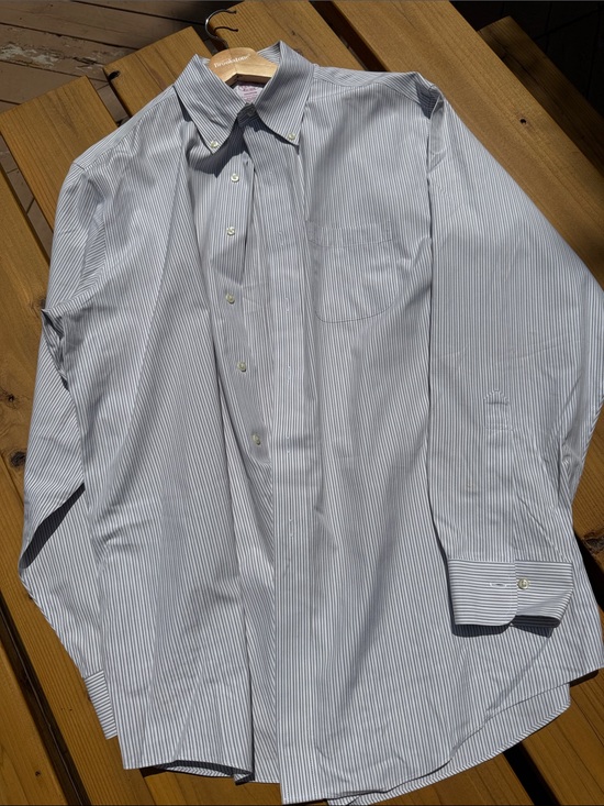 Brooks Brothers Other - Brooks Brothers Men's Brown and White Pinstripe Dress Shirt